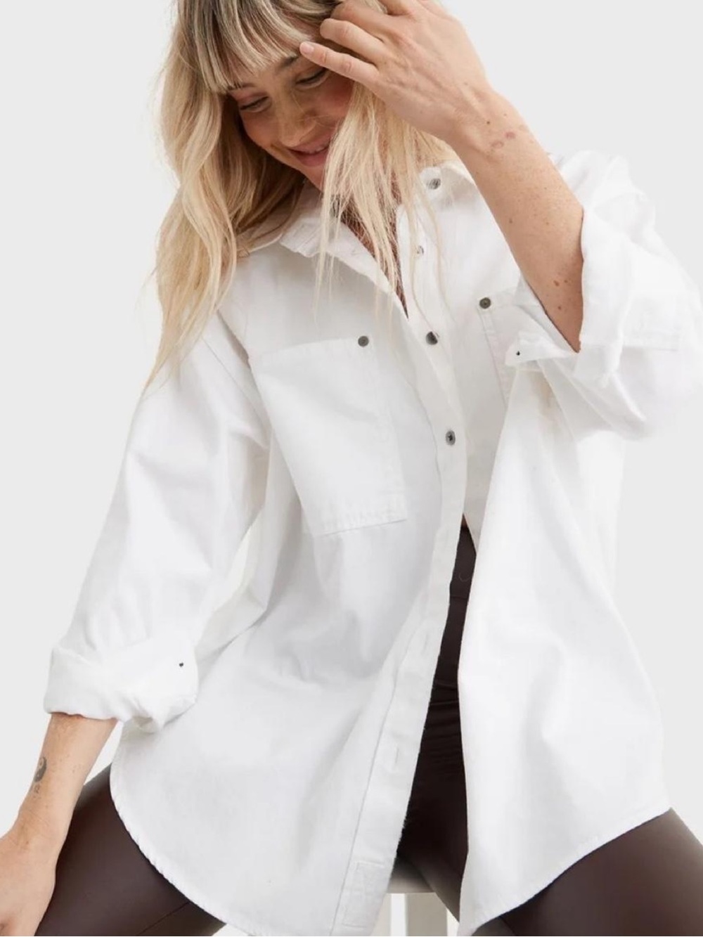 Aerie white favorite oversized button-up shirt
